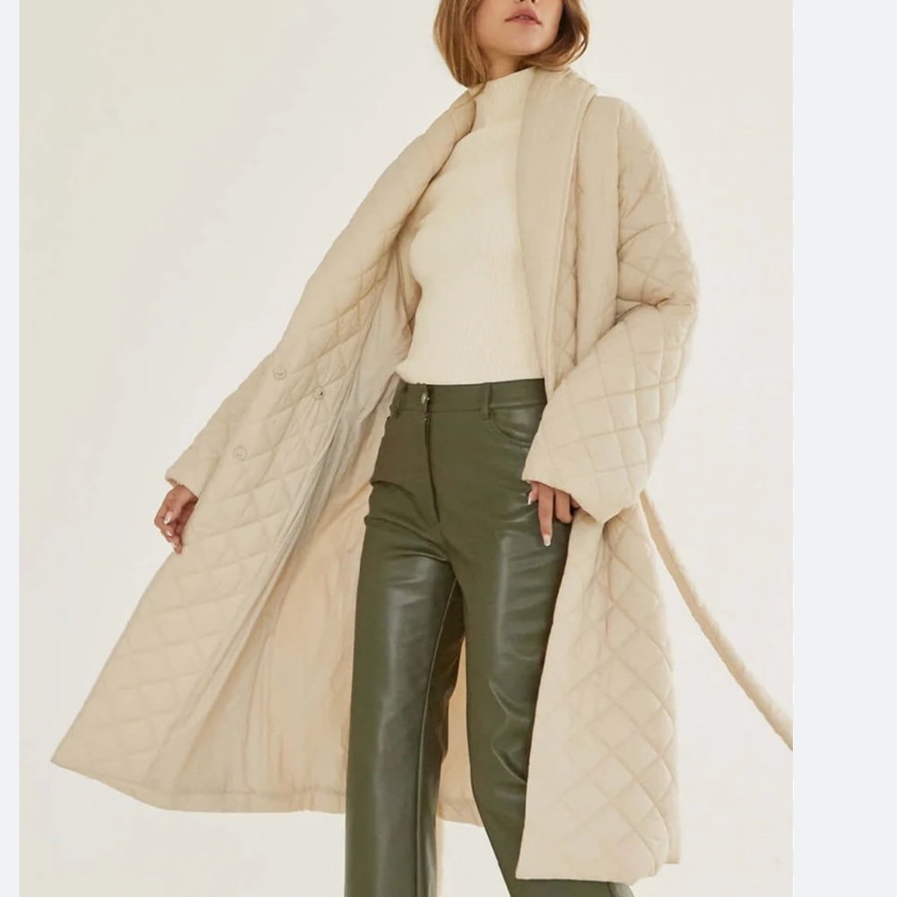 NWT - Crescent Adeline Quilted Puffer Wrap Coat - Beige - XS/S
